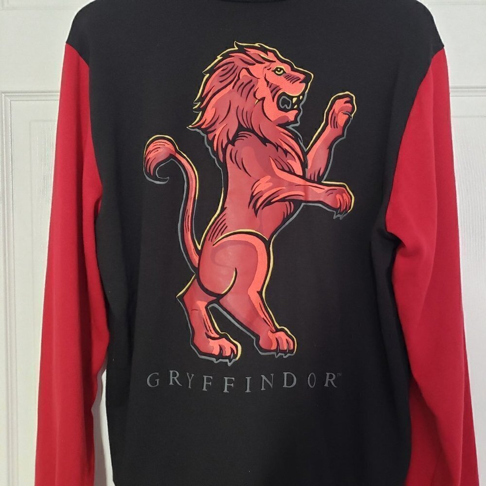 Harry Potter Gryffindor Varsity Hoodie Snap Front Sweatshirt Mens Sz Medium - Picture 8 of 11